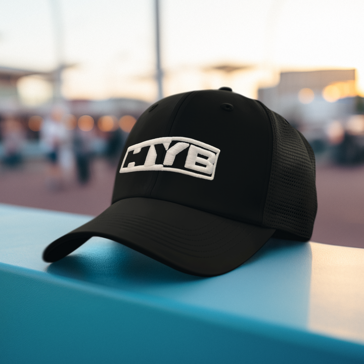 HYB Fitted Mesh Curved Cap – Handle Yo’ Business Embroidered Hat