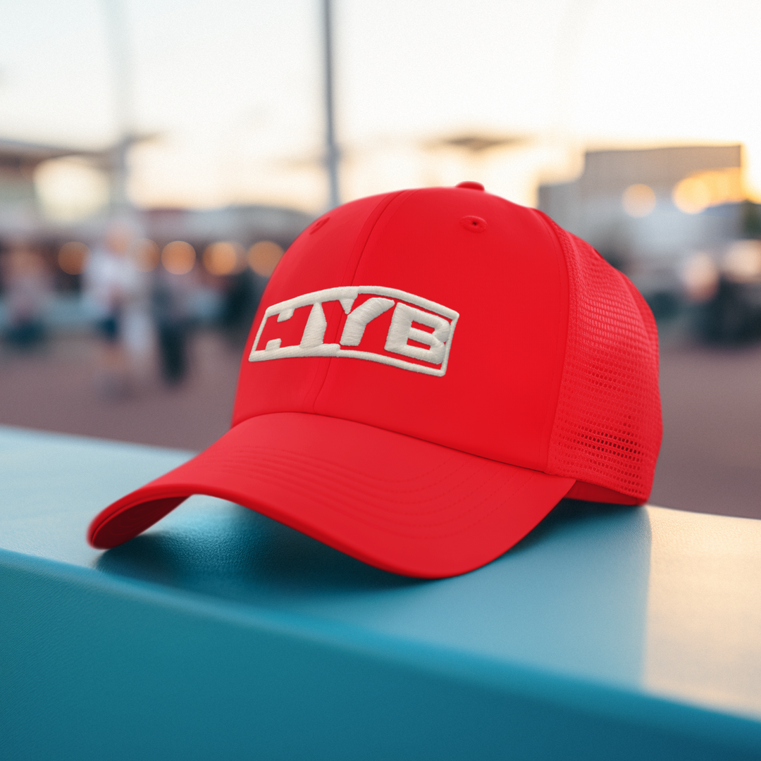 HYB Fitted Mesh Curved Cap – Handle Yo’ Business Embroidered Hat