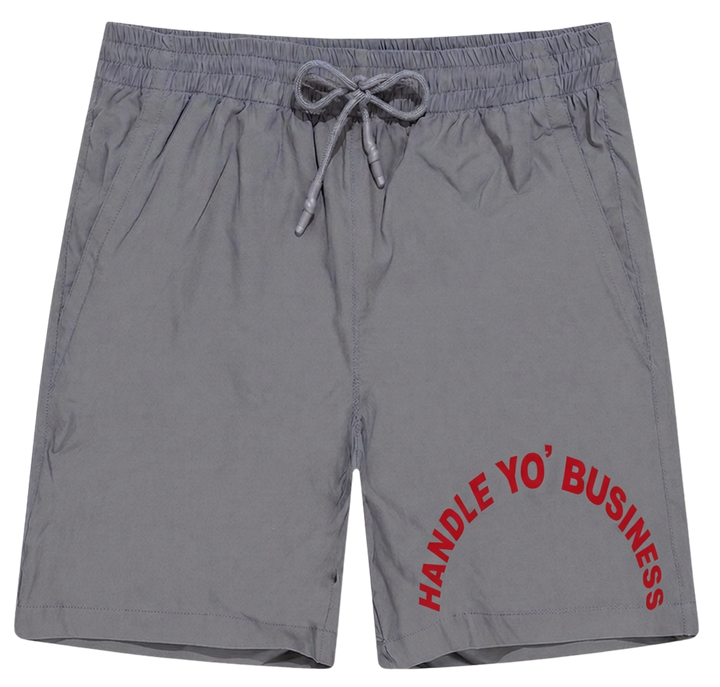 HYB KNEE LENGTH SWEATPANTS SHORTS - GREY CURVED TEXT