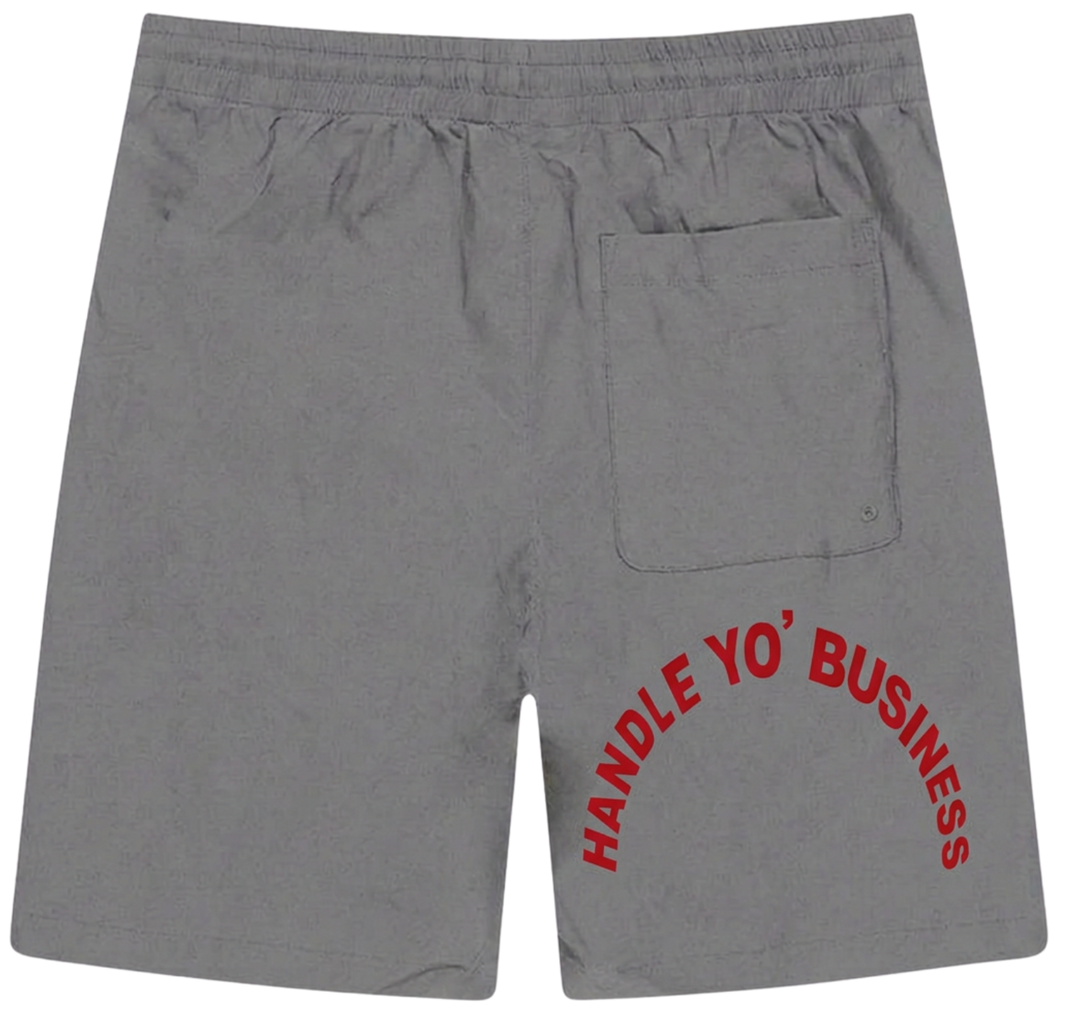 HYB KNEE LENGTH SWEATPANTS SHORTS - GREY CURVED TEXT
